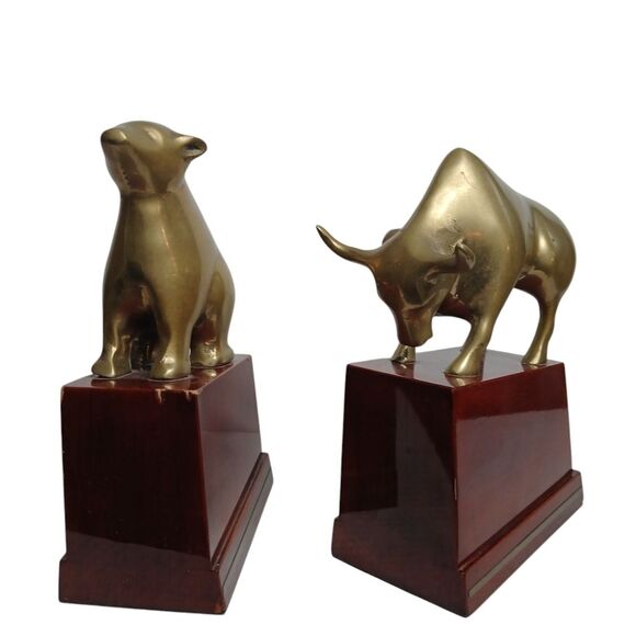 Vintage 80's Great City Traders Bull and Bear Bookends Bronzed Br… - Picture 14 of 16